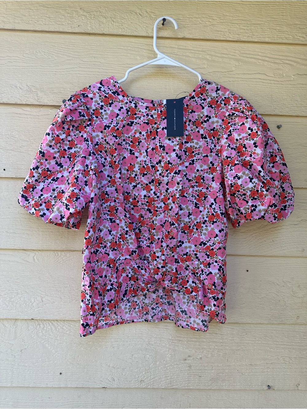 Tommy Hilfiger Women's Size S Ditsy
Floral Puff Sleeve Pink White NWT